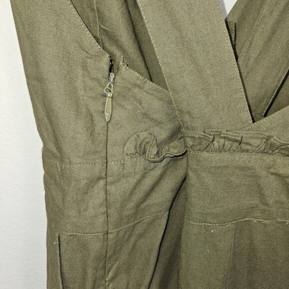 Happy X Nature Jumpsuit Jumper Green Romper Cottage Boho Ruffle Bow Womens 14 XL - Picture 9 of 16